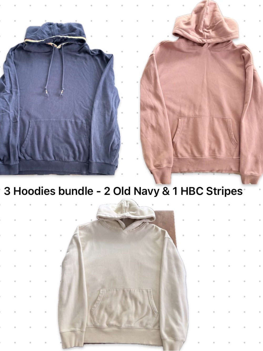 3 hoody sale - 2 Old Navy Hoodie’s - 1 Hudson Bay Company stripes hoodie